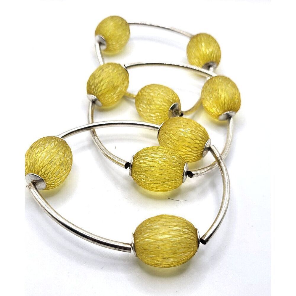 Vintage Retro Mod 60s 70s Yellow Metal Lot of 3 Bracelets 7in